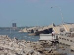 Looking east toward Ocean Springs. Note the light posts in the bay.