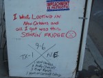 Post Katrina refrigerator graffitti