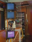 Studio monitors, remote controlled camera and prompter inside the studio