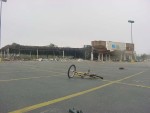 A lone bicycle litters the parking lot of the Long Beach K-Mart.